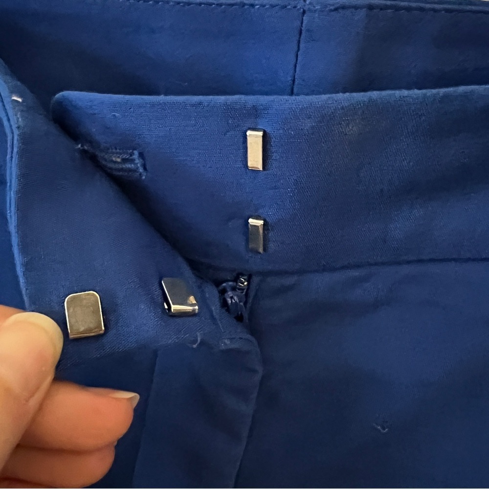 Chico's Blue Cropped Ankle Pants with Sleek Silhouette - Picture 6 of 14